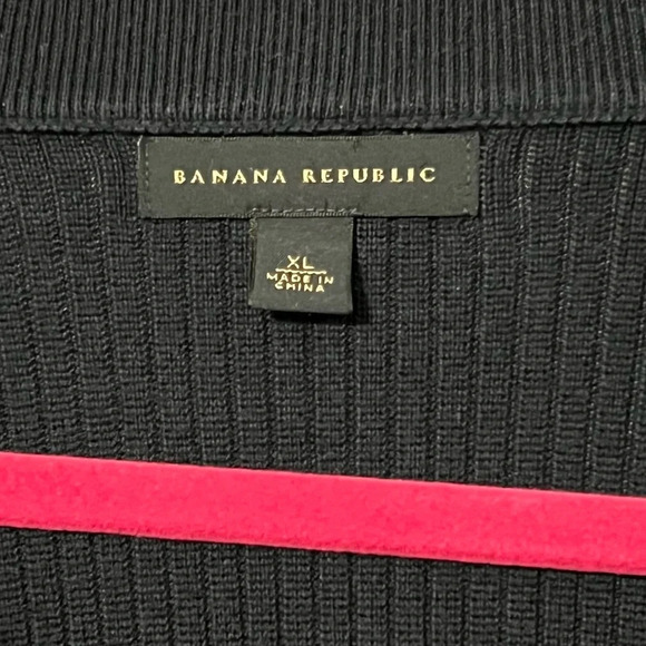 Banana Republic Sweater Men's XL NavyBlue Mock Neck 1/4 Zip Pullover Lon… - Picture 4 of 7